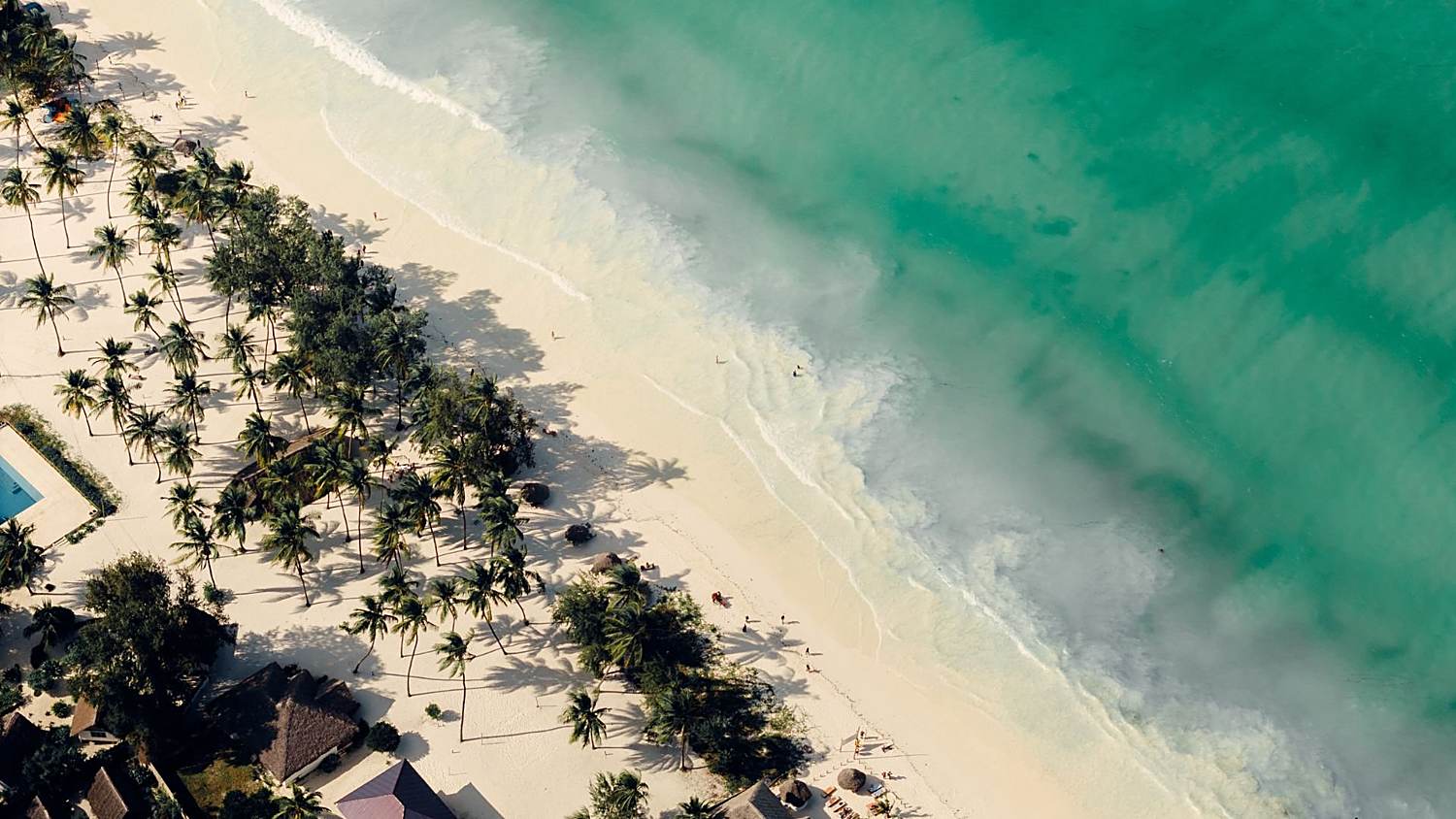 The Paje coastline from above